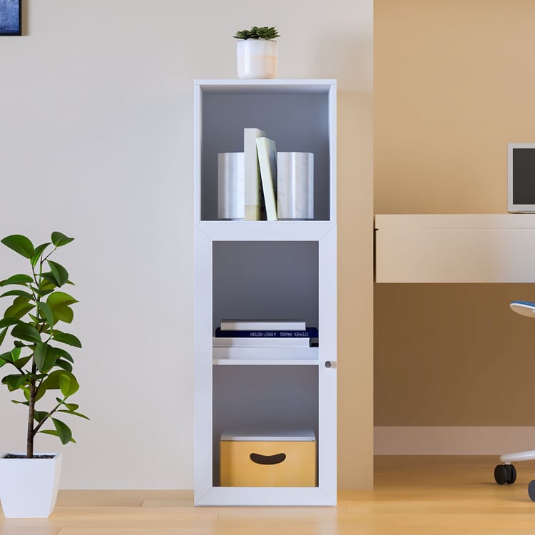 Helios Soho 1-Glass Door Book Cabinet - White