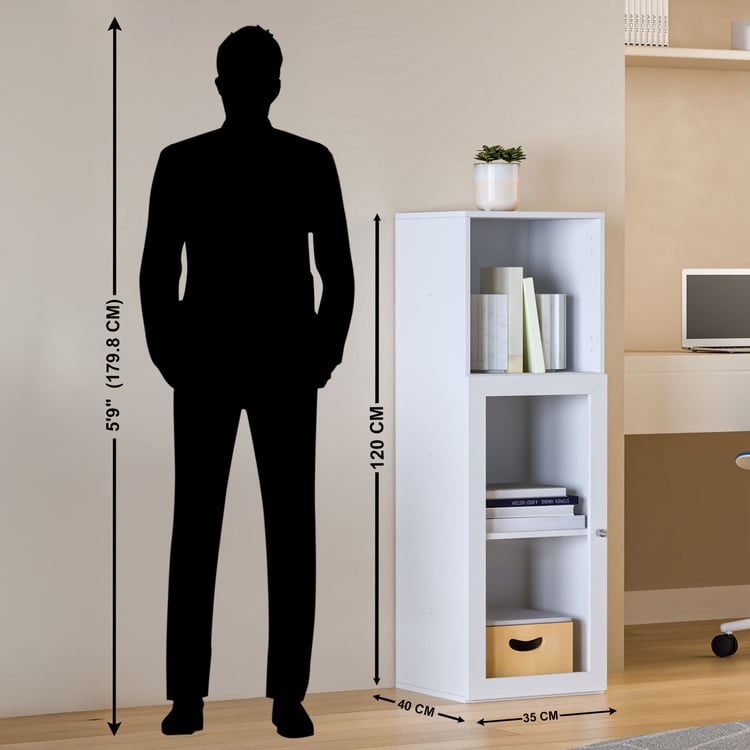 Helios Soho 1-Glass Door Book Cabinet - White