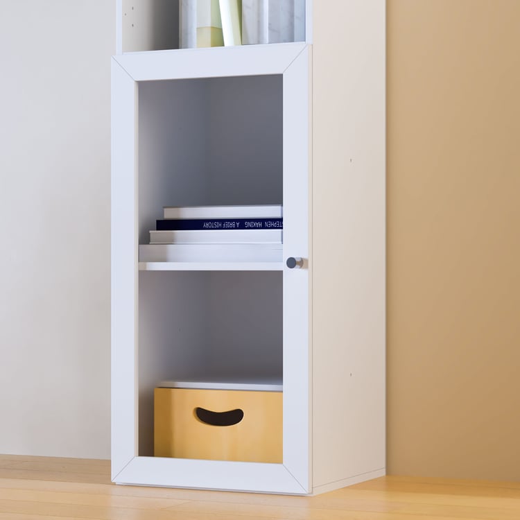 Helios Soho 1-Glass Door Book Cabinet - White