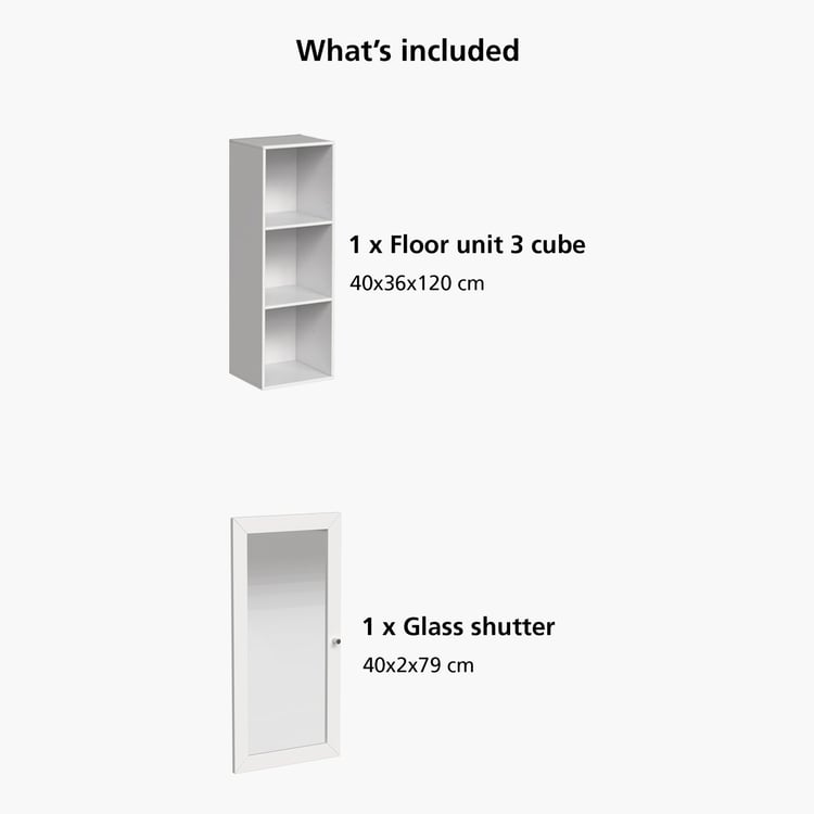 Helios Soho 1-Glass Door Book Cabinet - White