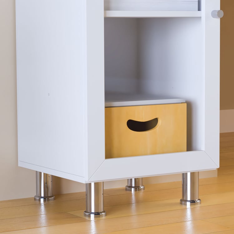 Helios Soho 1-Glass Door Book Cabinet with Legs - White