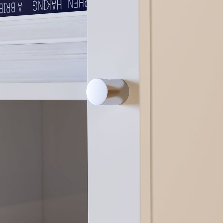Helios Soho 1-Glass Door Book Cabinet with Legs - White