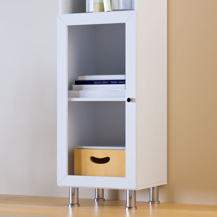 Helios Soho 1-Glass Door Book Cabinet with Legs - White