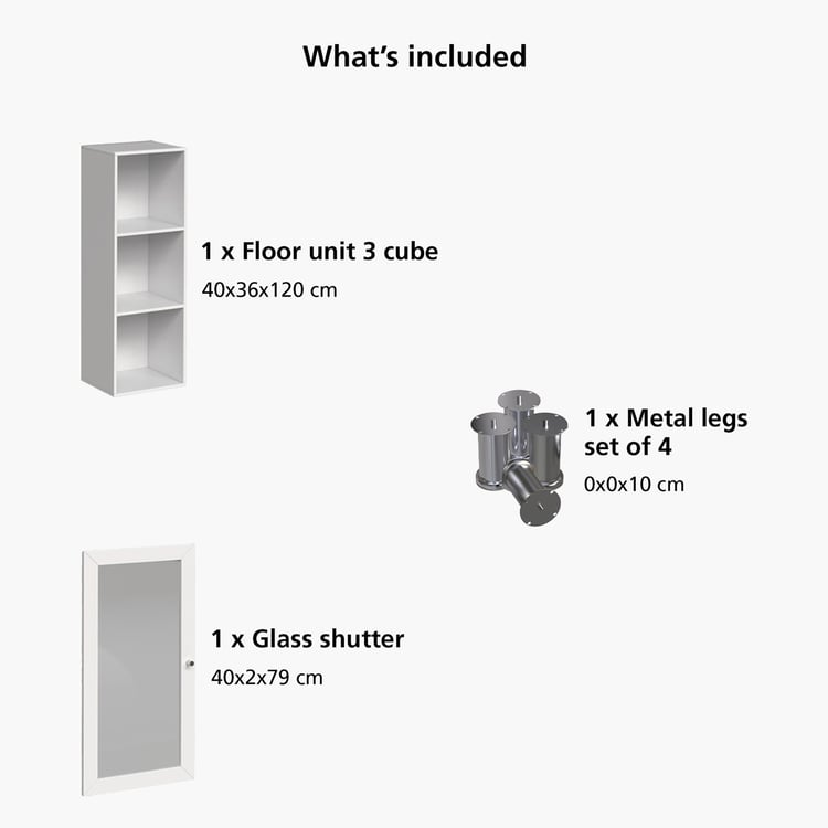 Helios Soho 1-Glass Door Book Cabinet with Legs - White