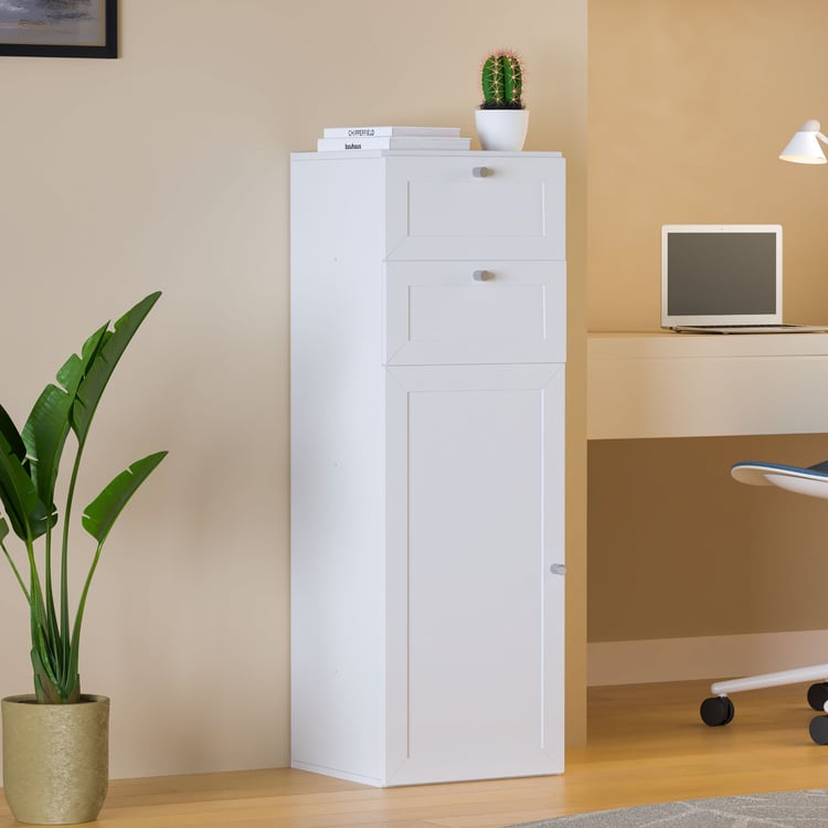 Helios Soho 1-Door Book Cabinet with Drawers - White