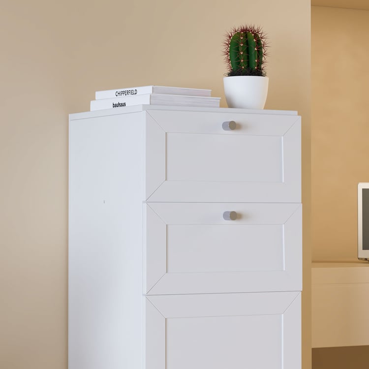 Helios Soho 1-Door Book Cabinet with Drawers - White