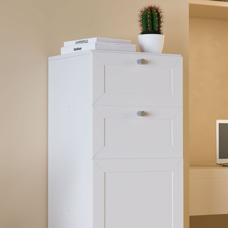 Helios Soho 1-Door Book Cabinet with Drawers & Legs - White