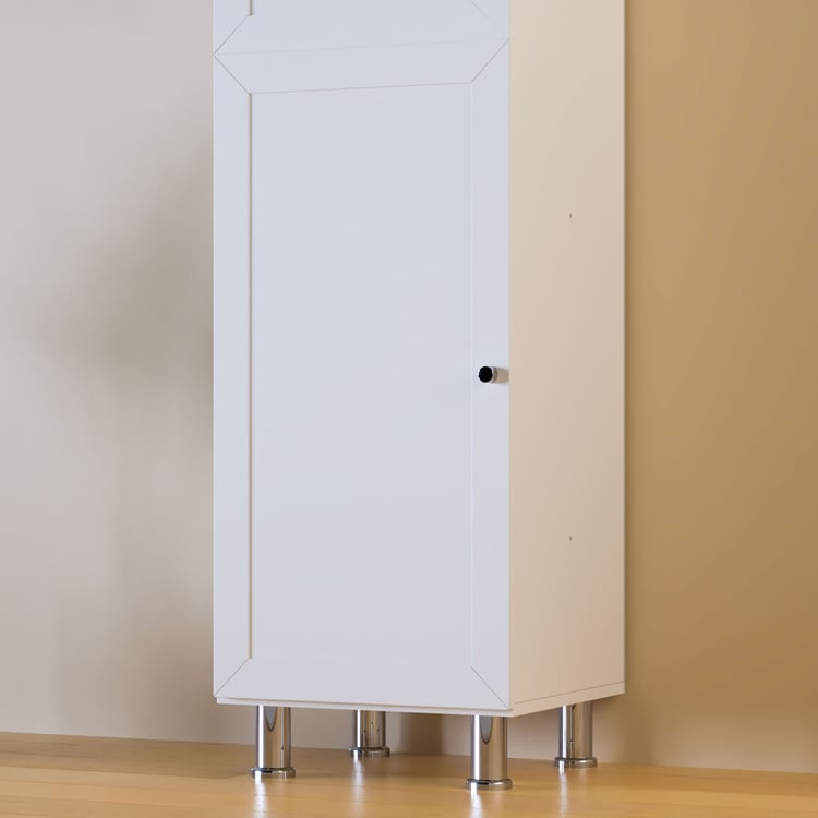 Helios Soho 1-Door Book Cabinet with Drawers & Legs - White