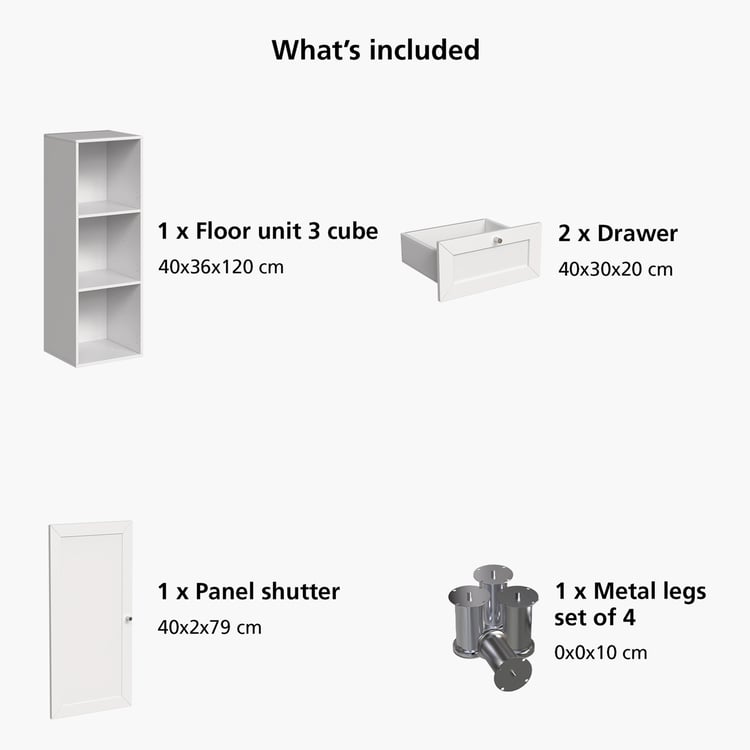 Helios Soho 1-Door Book Cabinet with Drawers & Legs - White