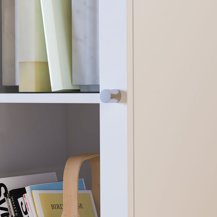 Helios Soho 1-Glass Door Book Cabinet with Drawers - White
