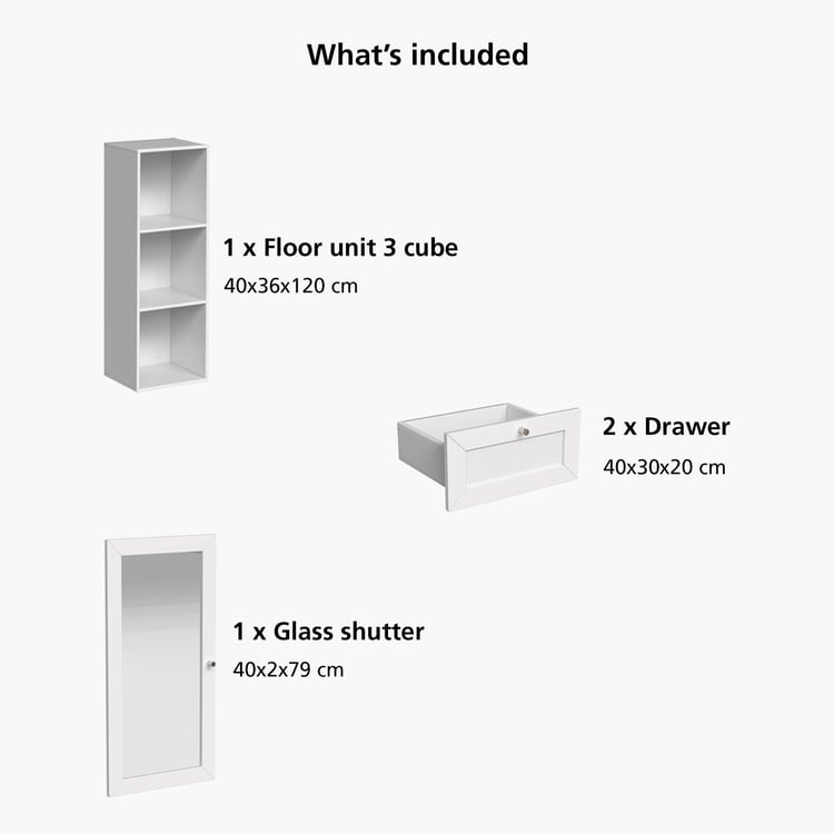 Helios Soho 1-Glass Door Book Cabinet with Drawers - White