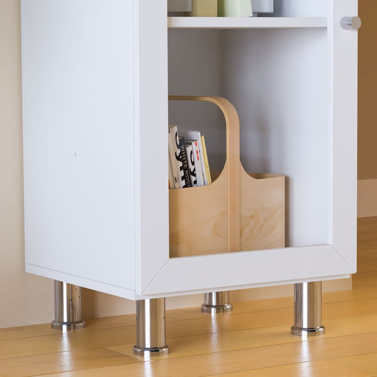 Helios Soho 1-Glass Door Book Cabinet with Drawers & Legs - White