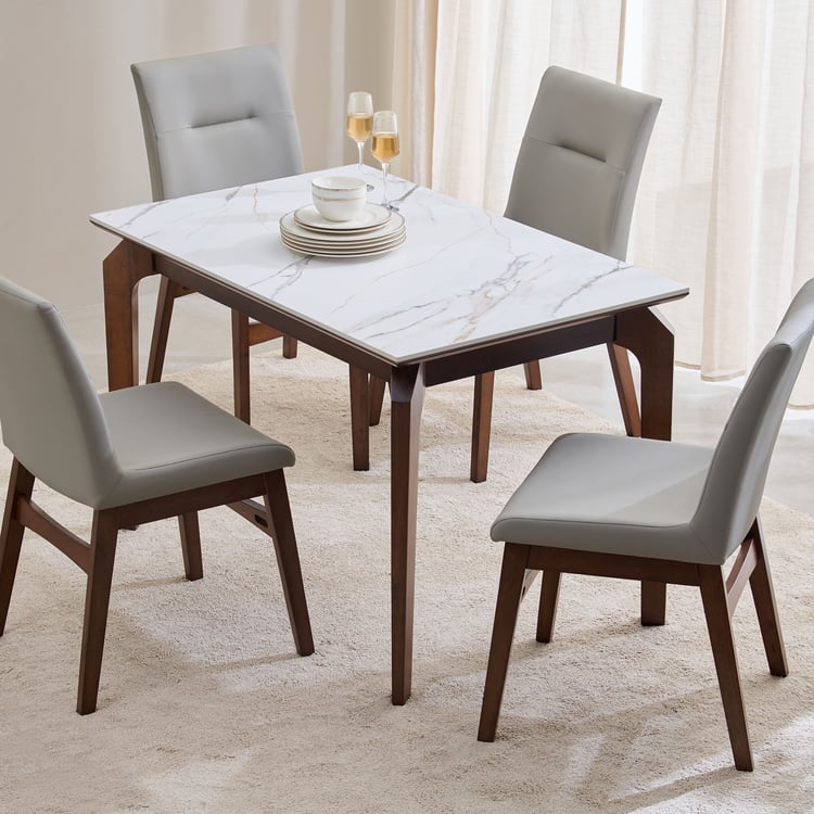 Falcon Ceramic Top 4-Seater Dining Set with Chairs - White