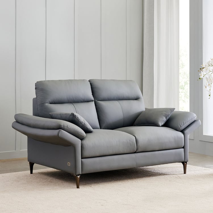 Terraroza Half Leather 3+2+1 Seater Sofa with Cushions - Grey