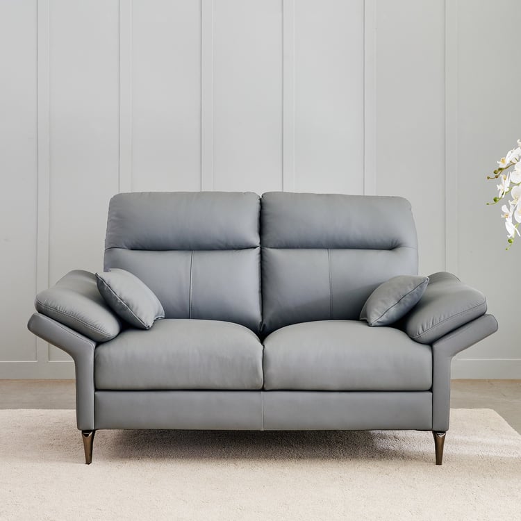 Terraroza Half Leather 3+2+1 Seater Sofa with Cushions - Grey