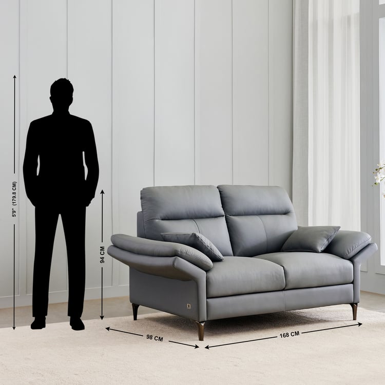 Terraroza Half Leather 3+2+1 Seater Sofa with Cushions - Grey