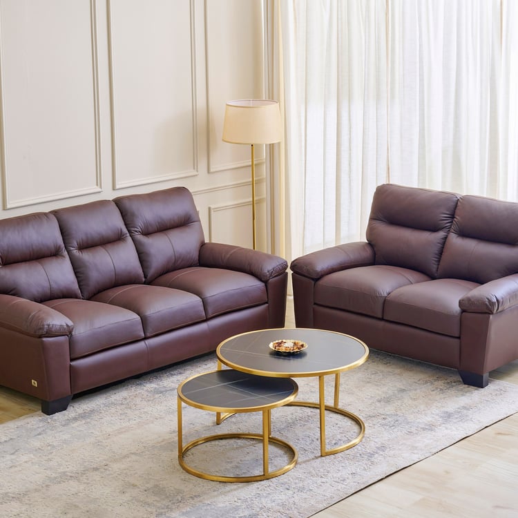 Winchester NXT Half Leather 3+2 Seater Sofa Set - Brown