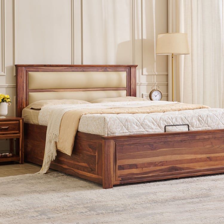 Adana Grand Sheesham Wood  King Bed Hydraulic Storage - Walnut