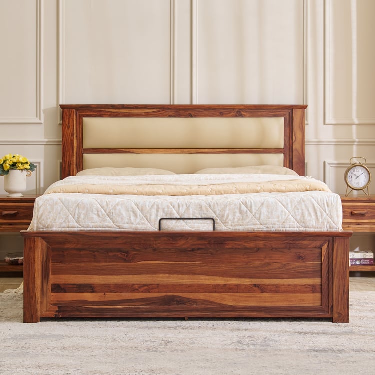 Adana Grand Sheesham Wood  King Bed Hydraulic Storage - Walnut