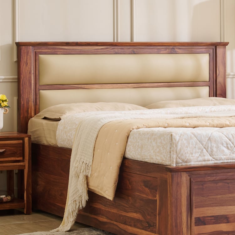 Adana Grand Sheesham Wood  King Bed Hydraulic Storage - Walnut