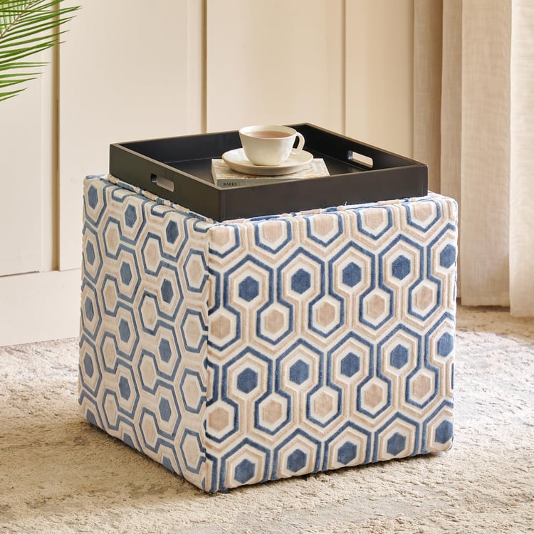 Glaxia Fabric Ottoman with Storage - Beige