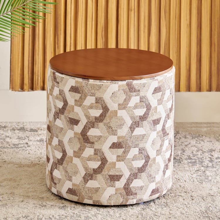Meika Fabric Ottoman with Storage - Brown