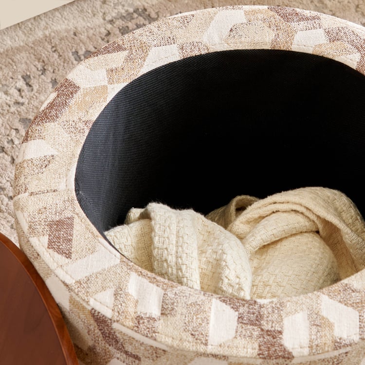 Meika Fabric Ottoman with Storage - Brown