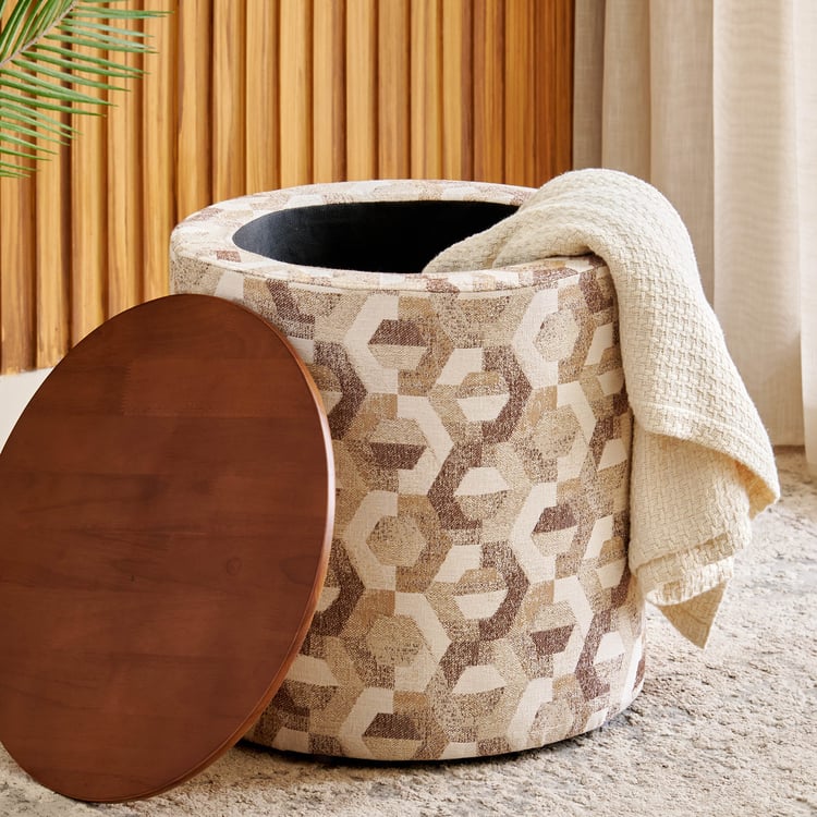 Meika Fabric Ottoman with Storage - Brown
