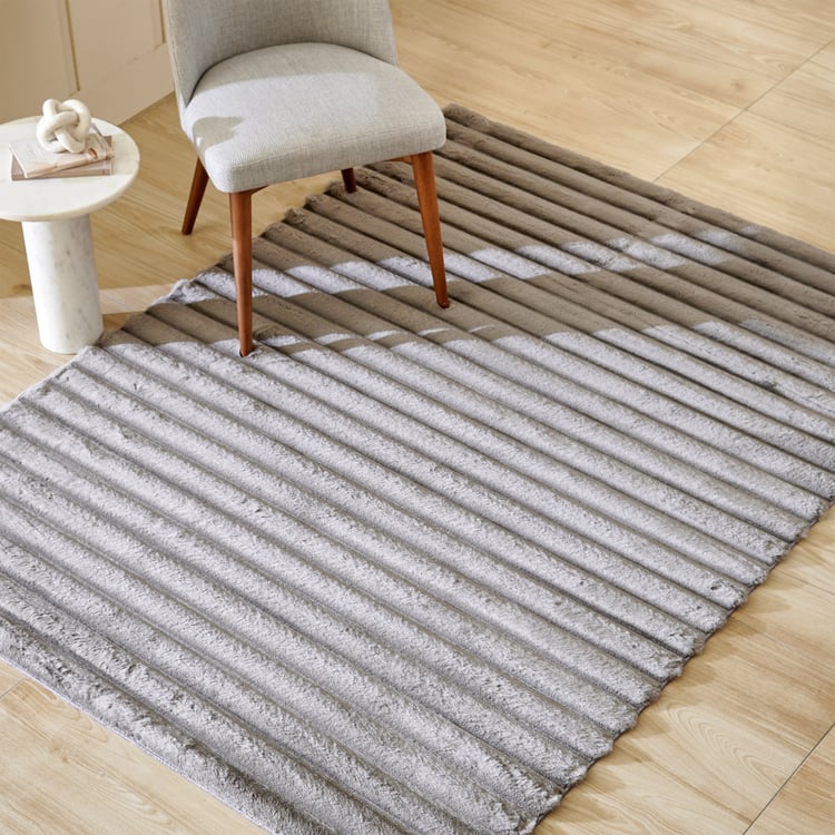 Quartz Oslo Striped High-Low Carpet with Canvas Backing - 180x120cm