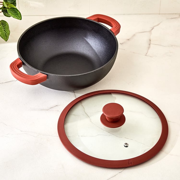 Terra Tales Sally Cast Iron Kadhai with Lid - 2.5L