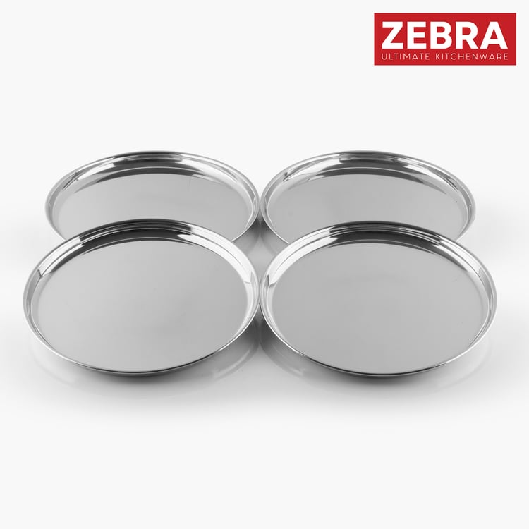 ZEBRA Set of 4 Stainless Steel Dinner Plates - 27.6 cm