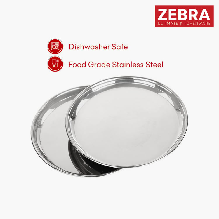 ZEBRA Set of 4 Stainless Steel Dinner Plates - 27.6 cm