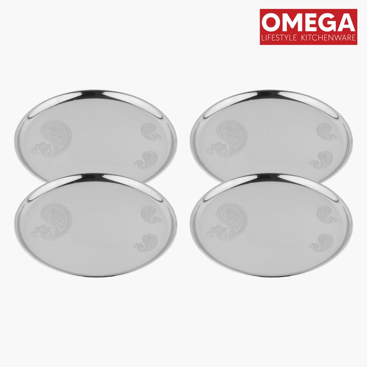 OMEGA Ivy Set of 4 Stainless Steel Dinner Plate - 28cm