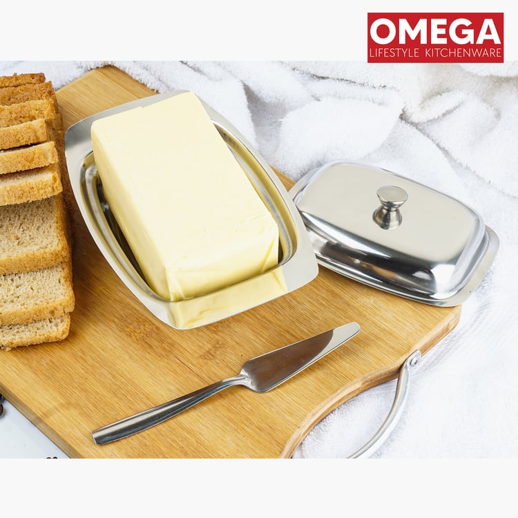 OMEGA Stainless Steel Butter Dish with Butter Knife