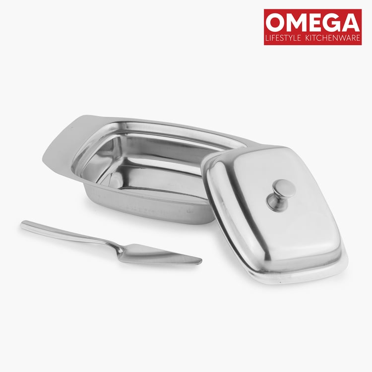 OMEGA Stainless Steel Butter Dish with Butter Knife