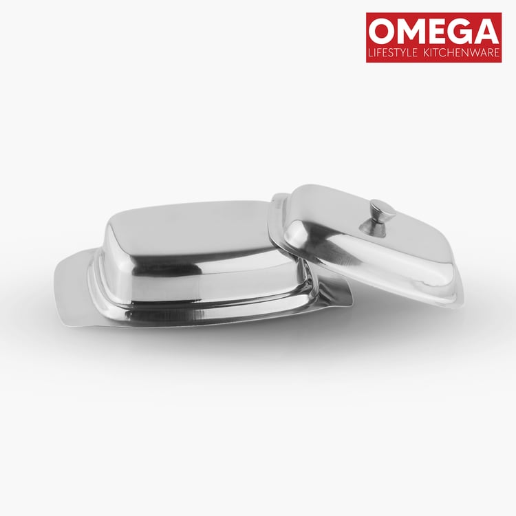 OMEGA Stainless Steel Butter Dish with Butter Knife