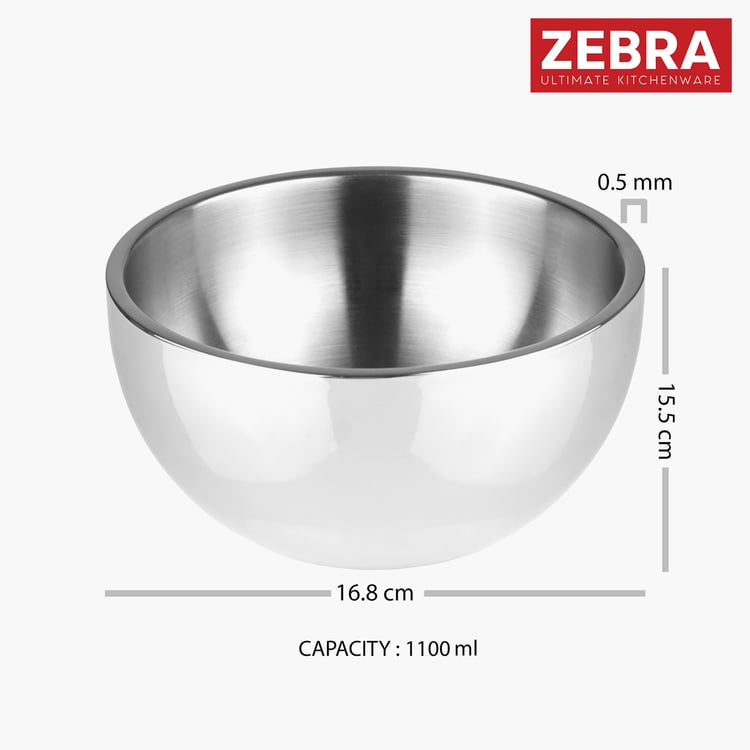 ZEBRA Double Wall Stainless Steel Serving Bowl with Lid - 1100ml