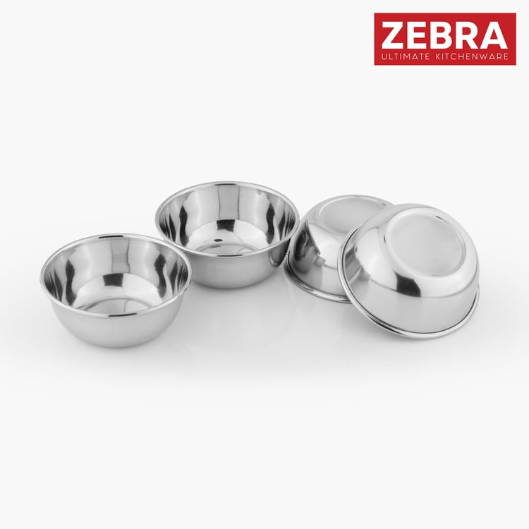 ZEBRA Set of 4 Stainless Steel Veg Bowls - 280ml