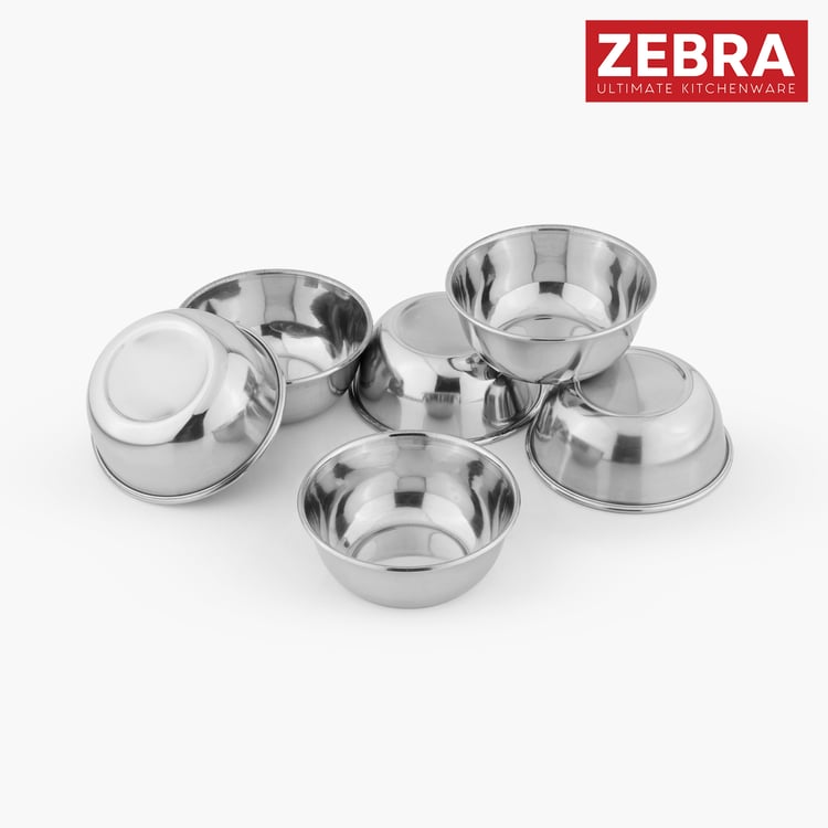 ZEBRA Set of 6 Stainless Steel Veg Bowls - 220ml