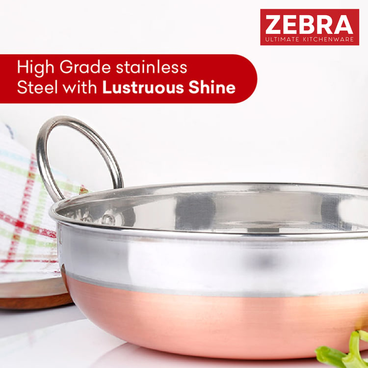 ZEBRA Stainless Steel Copper Bottom Kadai - 1.2L