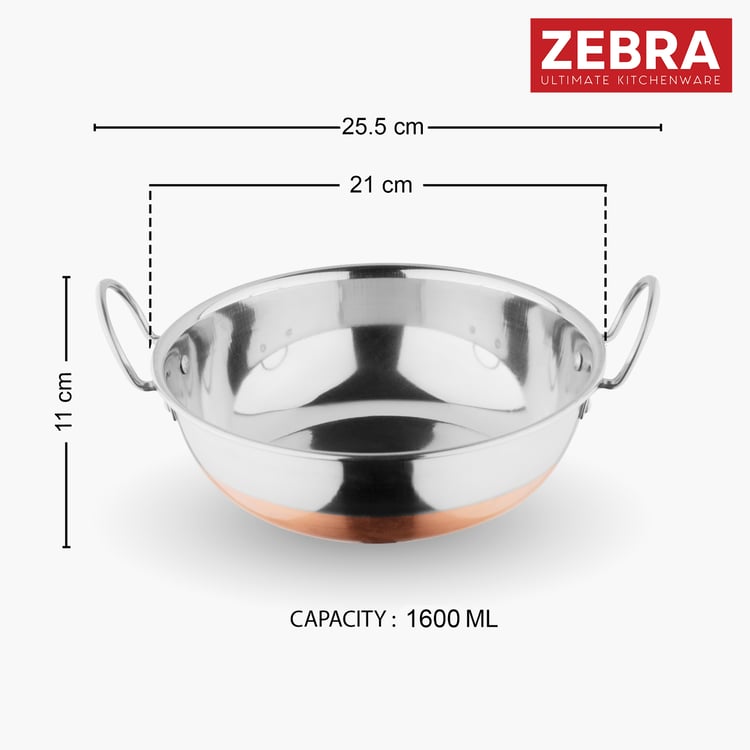 ZEBRA Stainless Steel Copper Bottom Kadai - 1.6 L