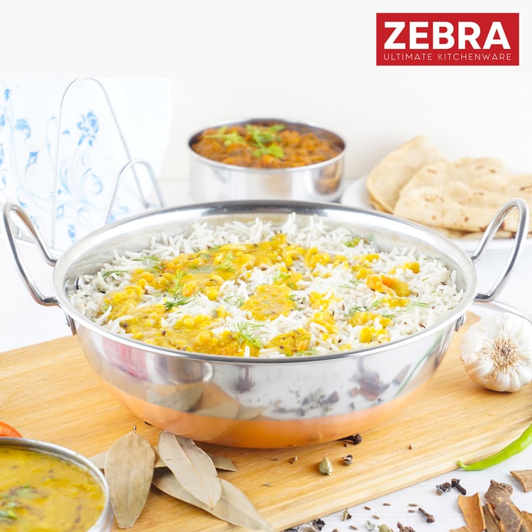 ZEBRA Stainless Steel Copper Bottom Kadai - 2.3L