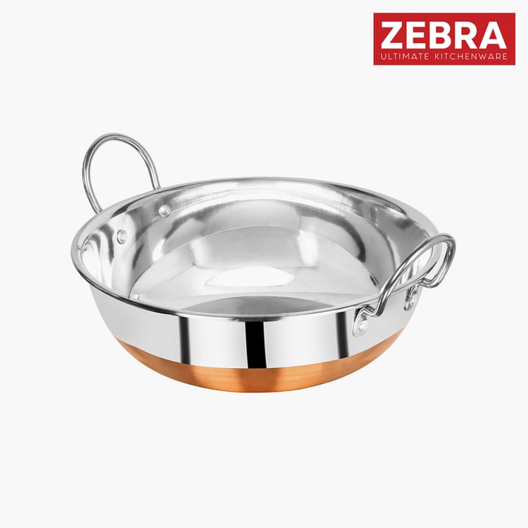 ZEBRA Stainless Steel Copper Bottom Kadai - 2.3L