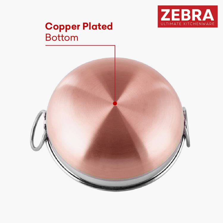 ZEBRA Stainless Steel Copper Bottom Kadai - 2.3L