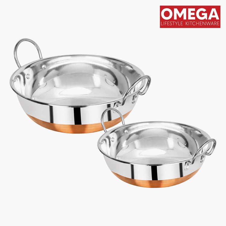 OMEGA Set of 2 Stainless Steel Kadai