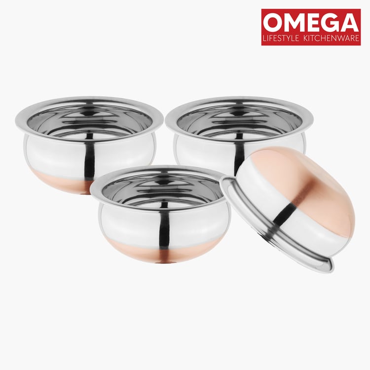 OMEGA Set of 4 Stainless Steel Copper Bottom Handis