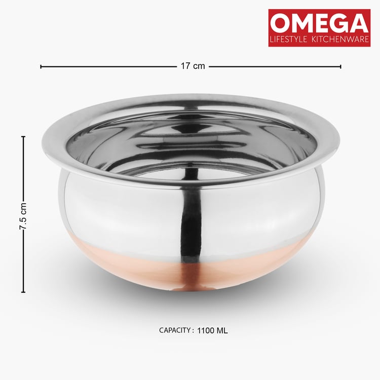 OMEGA Set of 4 Stainless Steel Copper Bottom Handis