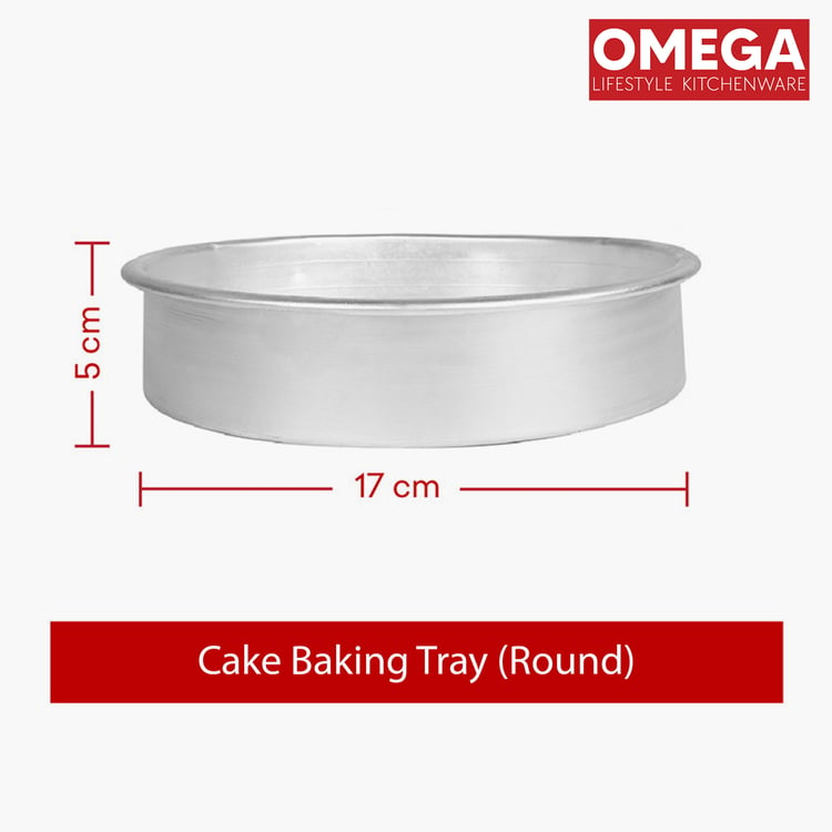 OMEGA Aluminium Round Shape Cake Pan with Removable Base - 17 cm