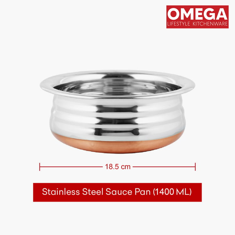 OMEGA Oster 2Pcs Stainless Steel Copper Bottom Cookware Set