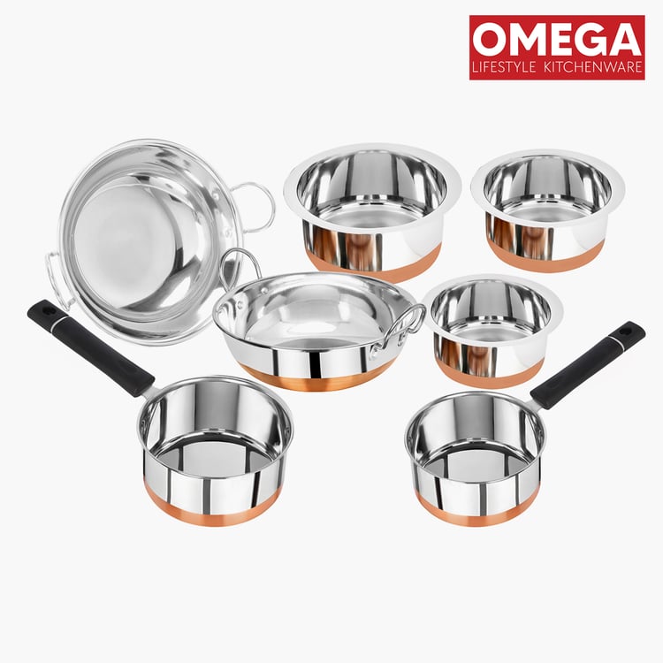 OMEGA 7Pcs Stainless Steel Copper Bottom Cookware Set